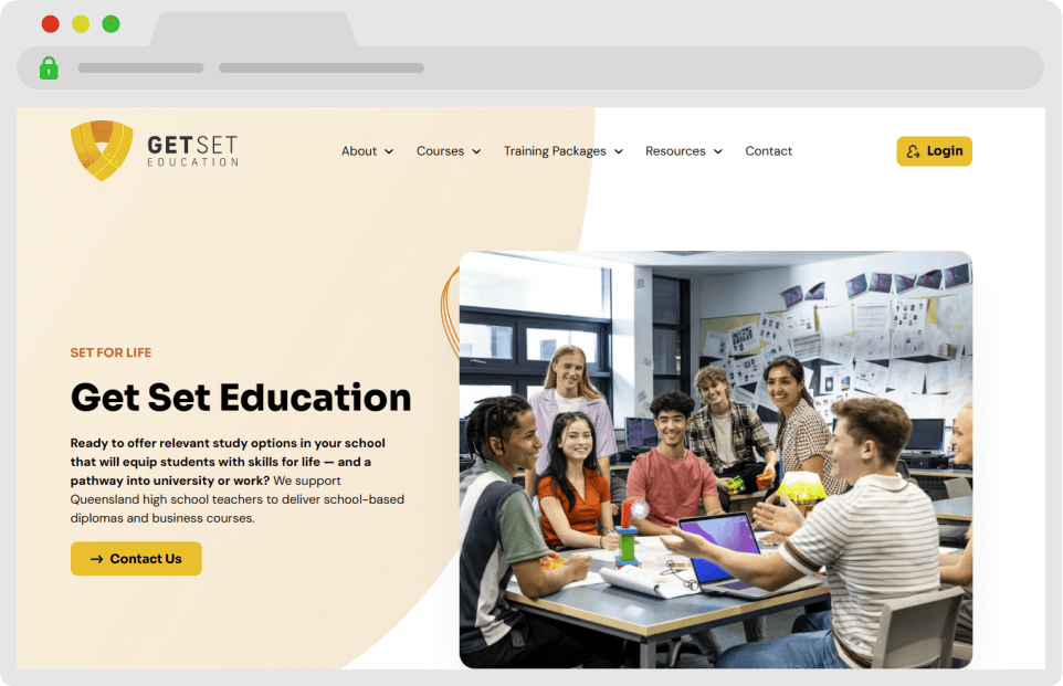 Get Set Education home page screenshot