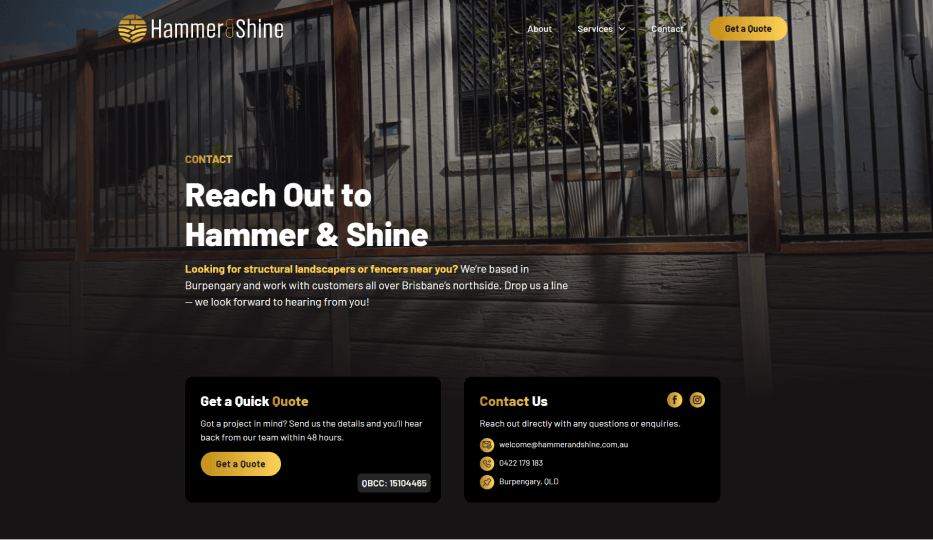 Hammer and Shine home page screenshot